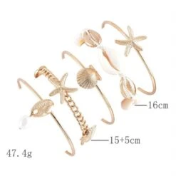 Armreifen Set Golden Bahamas -Herz Schmuck Geschaft Armband Armketten Armreifen Set gold Muscheln Beach Vibes Muschel Schmuck gold 3 901240