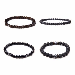 Armband Männer Set Gianluca 8 Armband Männer Set Gianluca -Herz Schmuck Geschaft Armband Armschmuck Herren Maenner Perlen Steine Lava .schwarz braun silber Gianluca 1 179330