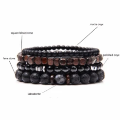 Armband Männer Set Gianluca 9 Armband Männer Set Gianluca -Herz Schmuck Geschaft Armband Armschmuck Herren Maenner Perlen Steine Lava .schwarz braun silber Gianluca 3 898809