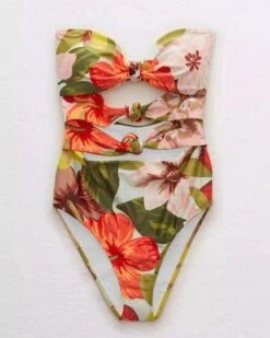 Badeanzug Vintage Hibiskus -Herz Schmuck Geschaft Badeanzug Badekleid Bademode Schweiz Swimsuit Designer Floral Blumen gruen rot beige Vintage Hibiskus 2 779033