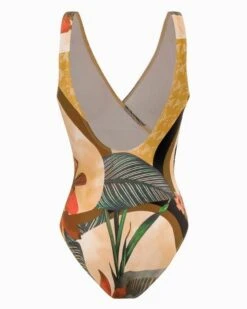 Badeanzug Mit Pareo Portofino 14 Badeanzug Mit Pareo Portofino -Herz Schmuck Geschaft Badeanzug Badekleid Damen Swimsuit Bademode Fashion Set Pareo Wickelrock Strand Sommer Elegant Chic beige braun gruen Blumen Portofino 2