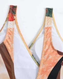 Badeanzug Mit Pareo Portofino 13 Badeanzug Mit Pareo Portofino -Herz Schmuck Geschaft Badeanzug Badekleid Damen Swimsuit Bademode Fashion Set Pareo Wickelrock Strand Sommer Elegant Chic beige braun gruen Blumen Portofino 4