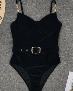 Badekleid Mary -Herz Schmuck Geschaft Bademode Badekleid Swimsuit Badeanzug cord gerippter stoff guertel Mary schwarz 2 427412