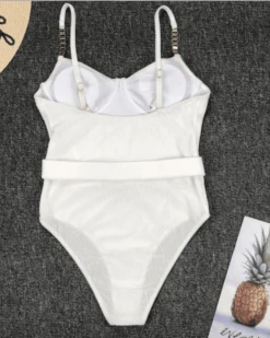 Badekleid Mary -Herz Schmuck Geschaft Bademode Badekleid Swimsuit Badeanzug cord gerippter stoff guertel Mary weiss 3 693650