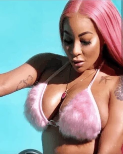 Bra Top Fluffy -Herz Schmuck Geschaft Bandage Bra Top Fluffy Fleece rosa pink Festivalstyle 1 310670