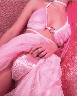 Bra Top Fluffy -Herz Schmuck Geschaft Bandage Bra Top Fluffy Fleece rosa pink Festivalstyle 4 219314