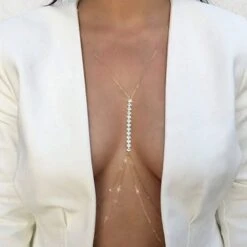 Bauchkette Körperschmuck Inara -Herz Schmuck Geschaft Bauchkette Bauchhalskette Koerperschmuck Brustschmuck Taillenschmuck Damen feine Ketten Strassteine Diamanten Inara gold 1