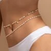 Bauchketten Set Pearl Butterfly -Herz Schmuck Geschaft Bauchkette Set Schmuck Accessoires Shop Perlen Schmetterlinge Bauchketten Koerperschmuck elastisch Taillen Perlenkette weiss gold Pearl Butterfly 2 314956