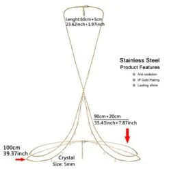 Körperschmuck Gardenia -Herz Schmuck Geschaft Bauchketten Koerperschmuck Bauchkette Bodychain Bellychain Schmuck Damen Wasserfest Edelstahl gold Gardenia 2