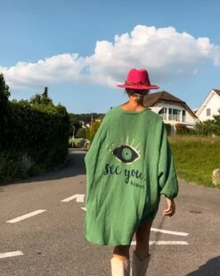Grüne Oversize Baumwolle Bluse Karma