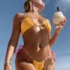 Bikini Lemon Bonbon -Herz Schmuck Geschaft Bikini Bademode Damen Bikinis Sommer Triangel String Brazilian Tanga Badehose Vintage Fashion Gelb Pink Rosa Lemon Bonbon 1 869923