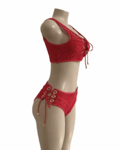 Bikini La Savina -Herz Schmuck Geschaft Bikini Bademode Damen High Waisted Spitzen Lace rot Savina 3 316185