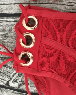 Bikini La Savina -Herz Schmuck Geschaft Bikini Bademode Damen High Waisted Spitzen Lace rot Savina 6 639366