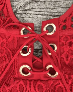 Bikini La Savina -Herz Schmuck Geschaft Bikini Bademode Damen High Waisted Spitzen Lace rot Savina 7 185318