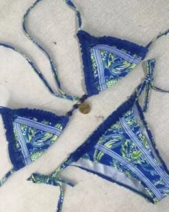 Bikini Marrakesch -Herz Schmuck Geschaft Bikini Bademode Damen Triangel Brazilian Bikinihose High Waist Ruffle Paisley Boho Ethno Sommer Fashion blau gruen Marrakesch 3