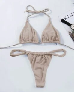 Bikini Bali -Herz Schmuck Geschaft Bikini Damen Bademode Bikinis Triangel String Brazilian Tanga Badehose Set JustStyle Bali beige khaki 1 612575