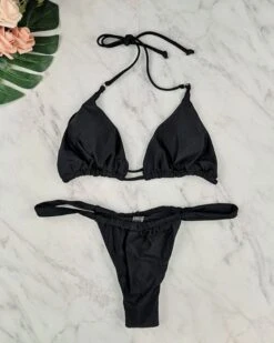 Bikini Bali -Herz Schmuck Geschaft Bikini Damen Bademode Bikinis Triangel String Brazilian Tanga Badehose Set JustStyle Bali schwarz 1