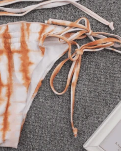 Dreiteiler Bikini Barbados -Herz Schmuck Geschaft Bikini Damen Dreiteiler Bademode Triangle Beach Cover Up Batik weiss orange Barbados 9 998444