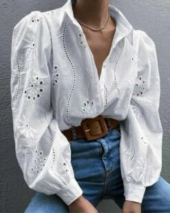 Boho Bluse Giulia -Herz Schmuck Geschaft Bluse Cutouts Blumen Baumwolle Cotton Sommerbluse Bohemian Boho Giulia weiss 3 202985