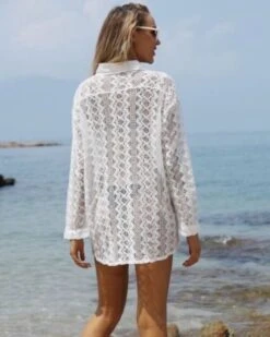 Weisse Boho Bluse Maia 9 Weisse Boho Bluse Maia -Herz Schmuck Geschaft Bluse Damen Cut Outs transparent Sommer langarm Boho Hippie Style Muster halblang weiss Maia 4 803493