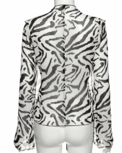 Ruffle Bluse Zanzibar -Herz Schmuck Geschaft Bluse Shirt Mesh Fashion transparent schwarz weiss Zebra Muster Zanzibar 6 297649