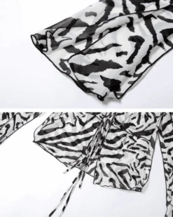 Ruffle Bluse Zanzibar -Herz Schmuck Geschaft Bluse Shirt Mesh Fashion transparent schwarz weiss Zebra Muster Zanzibar 7 976208