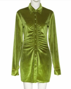 Blusenkleid Beverly -Herz Schmuck Geschaft Blusenkleid Kleid Damen Bluse Lange Bluse langarm Velvet Fleece Weich Fashion Style Beverly gruen 1 839445