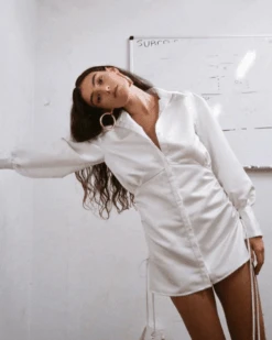 Bluse Kleid Allegra -Herz Schmuck Geschaft Blusenkleid Lange Bluse Damen Kleid Damen Taillierte Allegra weiss 5 680403