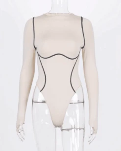 Bodysuit Damen Tara -Herz Schmuck Geschaft Bodysuit Body Damen High Waisted Naht Aussen langarm beige nude Tara 6 574972