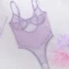 Lingerie Body Hailey -Herz Schmuck Geschaft Bodysuit Lingerie Dessous Mesh Transparent Body Damen Flieder Violett High Waist Hailey 1 541005