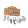 Ohrringe Set Ligero -Herz Schmuck Geschaft Boho Ohrringe Set Hippie Gipsy Bohemian Modeschmuck Federn Traumfaemger Edelsteine Ligero silber tuerkis 1