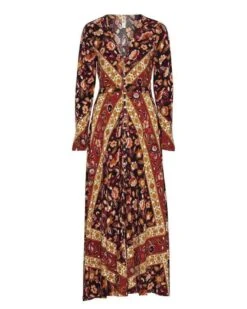 Maxi Boho Kleid Lolita -Herz Schmuck Geschaft Boho Kleid Maxikleid langes Sommerkleid Paisley Muster Blumen Hippie Gipsy Style Bekleidung Lolita rot beige 6