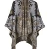 Ethno Cape Luzi 1 Ethno Cape Luzi -Herz Schmuck Geschaft Boho Ponchos Capes Damen Ethno geometrische Muster Bohemian Hippie Bekleidung Fashion Schweiz braun beige Luzi 2