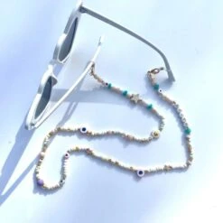 Masken- Brillenkette Happy Maui 7 Masken- Brillenkette Happy Maui -Herz Schmuck Geschaft Brillenkette Maskenkette Accessoires Schmuck Mundschutz Sonnenbrille Schweiz Fashion Perlenkette farbig bunt Happy Maui Brille 737579