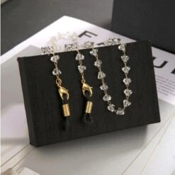 Brillen- Maskenkette Clear Stones