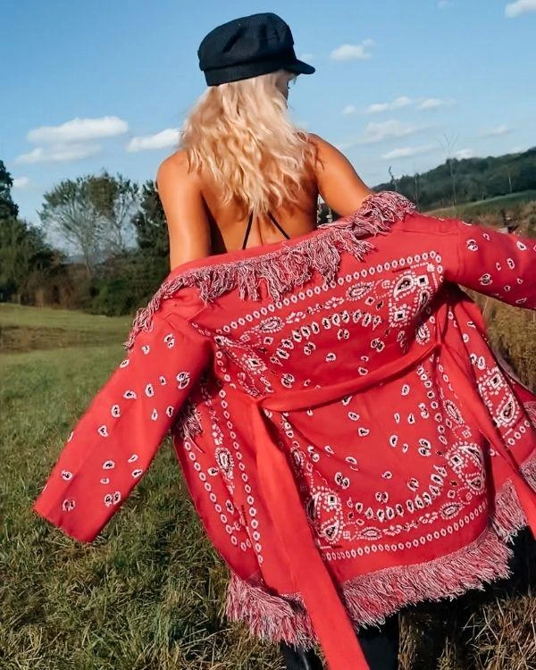 Strickjacke Damen Pink Paisley – Bild 3