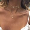 Choker Halskette Moon & Stars Lovers -Herz Schmuck Geschaft Choker halsketten modeschmuck damen schmuck sterne mond glitzer gold 1 818726