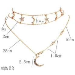 Choker Halskette Moon & Stars Lovers -Herz Schmuck Geschaft Choker halsketten modeschmuck damen schmuck sterne mond glitzer gold 5 625108