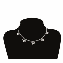 Choker Schmetterlinge -Herz Schmuck Geschaft Choker Halskette Damen Schmuck Accessoires Leichtmetal Schmetterlinge silber 1 563648