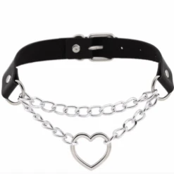 Choker Amour -Herz Schmuck Geschaft Choker Halskette Fetisch Harness Kette Kunstleder Herz Amour schwarz 1 192235