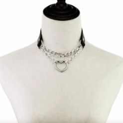 Choker Amour -Herz Schmuck Geschaft Choker Halskette Fetisch Harness Kette Kunstleder Herz Amour schwarz 2 389571