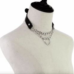 Choker Amour -Herz Schmuck Geschaft Choker Halskette Fetisch Harness Kette Kunstleder Herz Amour schwarz 3 745864