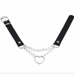 Choker Amour -Herz Schmuck Geschaft Choker Halskette Fetisch Harness Kette Kunstleder Herz Amour schwarz 4 658051