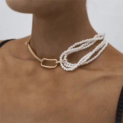 Choker Perlenkette Jasmin -Herz Schmuck Geschaft Choker Halskette Schmuck Fashion Accessoires Damen Perlen gold Knoten Edel Jasmin 6 719158