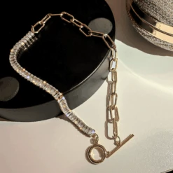 Halskette Choker Borneo -Herz Schmuck Geschaft Choker Halskette Zirkonia Steine Strass Glitzer gold Eleganter Schmuck Borneo gold 3 560723