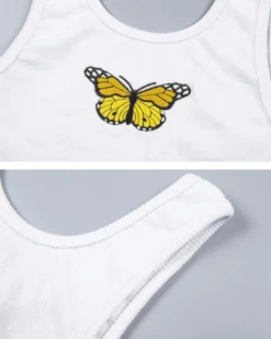 Crop Top Butterfly -Herz Schmuck Geschaft Crop Top Tank Top Damen weiss Schmetterling Butterfly 4 692849