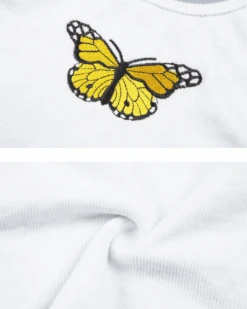 Crop Top Butterfly -Herz Schmuck Geschaft Crop Top Tank Top Damen weiss Schmetterling Butterfly 5 546241