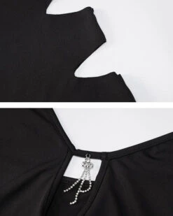 Langes Cut-Out Kleid Bondy -Herz Schmuck Geschaft Cut Out Maxikleid Kleid schwarzes Damen Kleid eng figurbetont sexy elegant Bondy 13