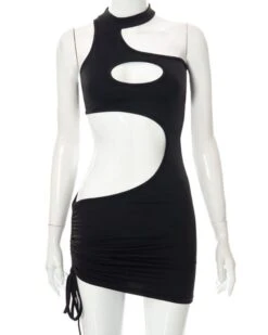 Hollow Cut-Out Kleid Kikka -Herz Schmuck Geschaft Cut Out Kleid Minikleid Hollow Party Club Festival Fashion Damen Kleider sexy kurz schwarz Kikka 3