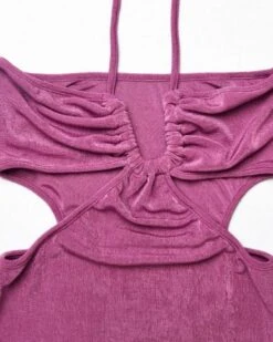 Neckholder Kleid Norah -Herz Schmuck Geschaft Damen Kleid Sommerkleid langes Maxikleid Neckholder Cut Outs gekreuzt Beach Fashion Norah violett 6